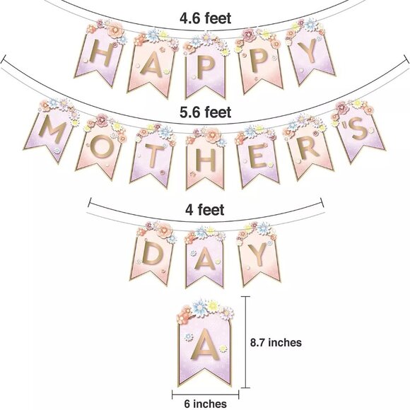 Happy Mother's Day Banner Pink Floral Display - Picture 3 of 6